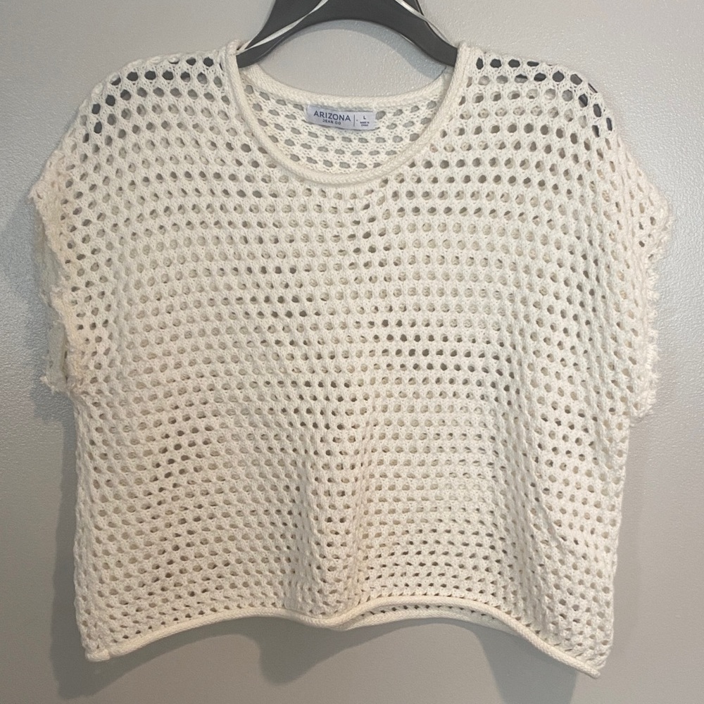 Arizona Jean Company Women's White Crochet Crop Top